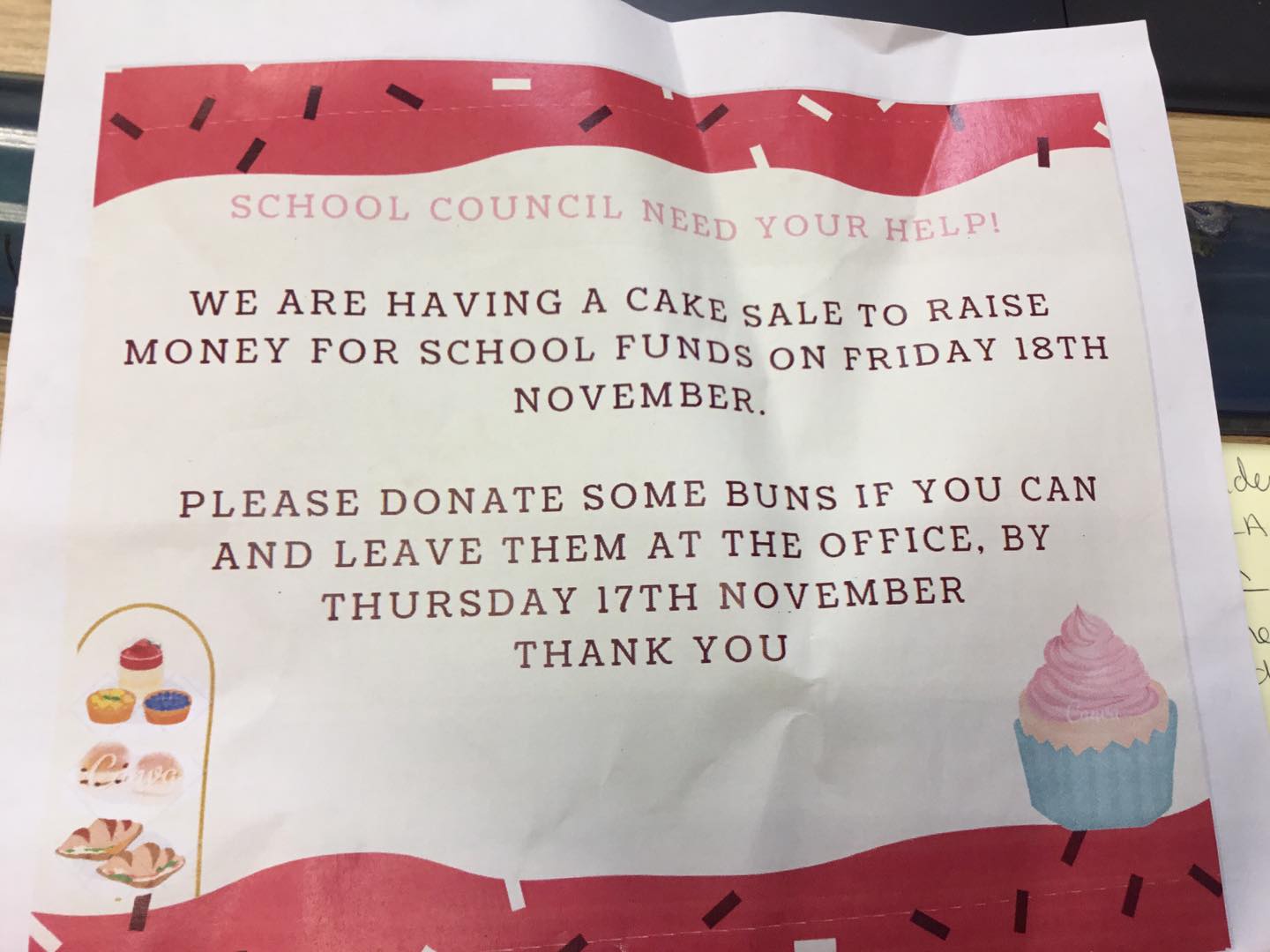 School council cake sale