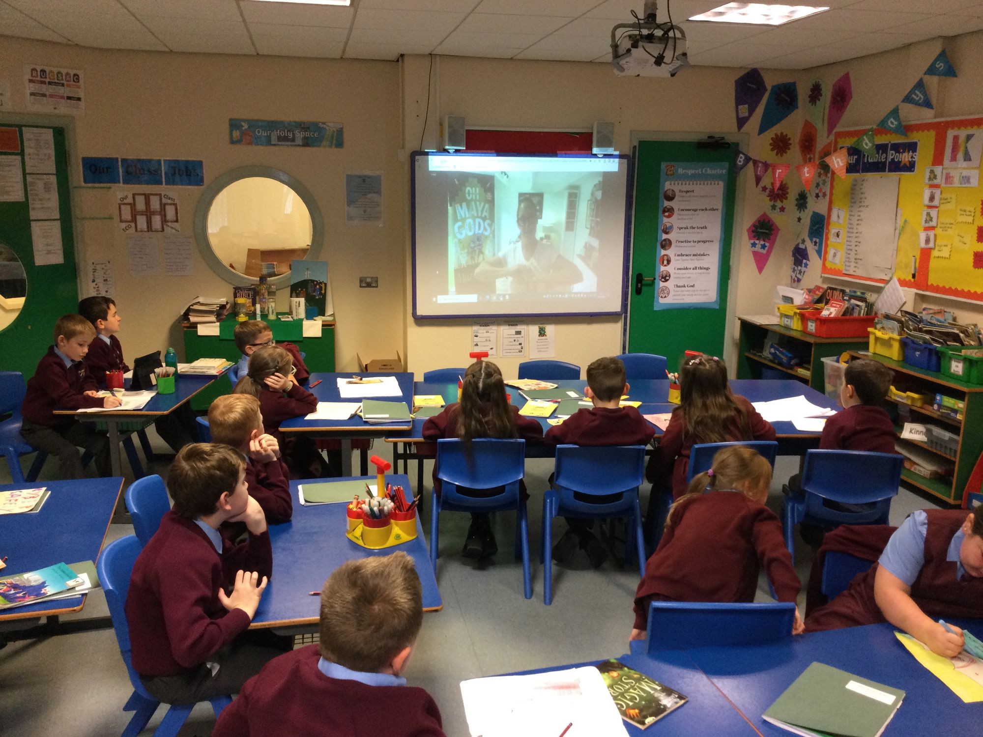 Year 4 enjoying the online session with author Maz Evans.