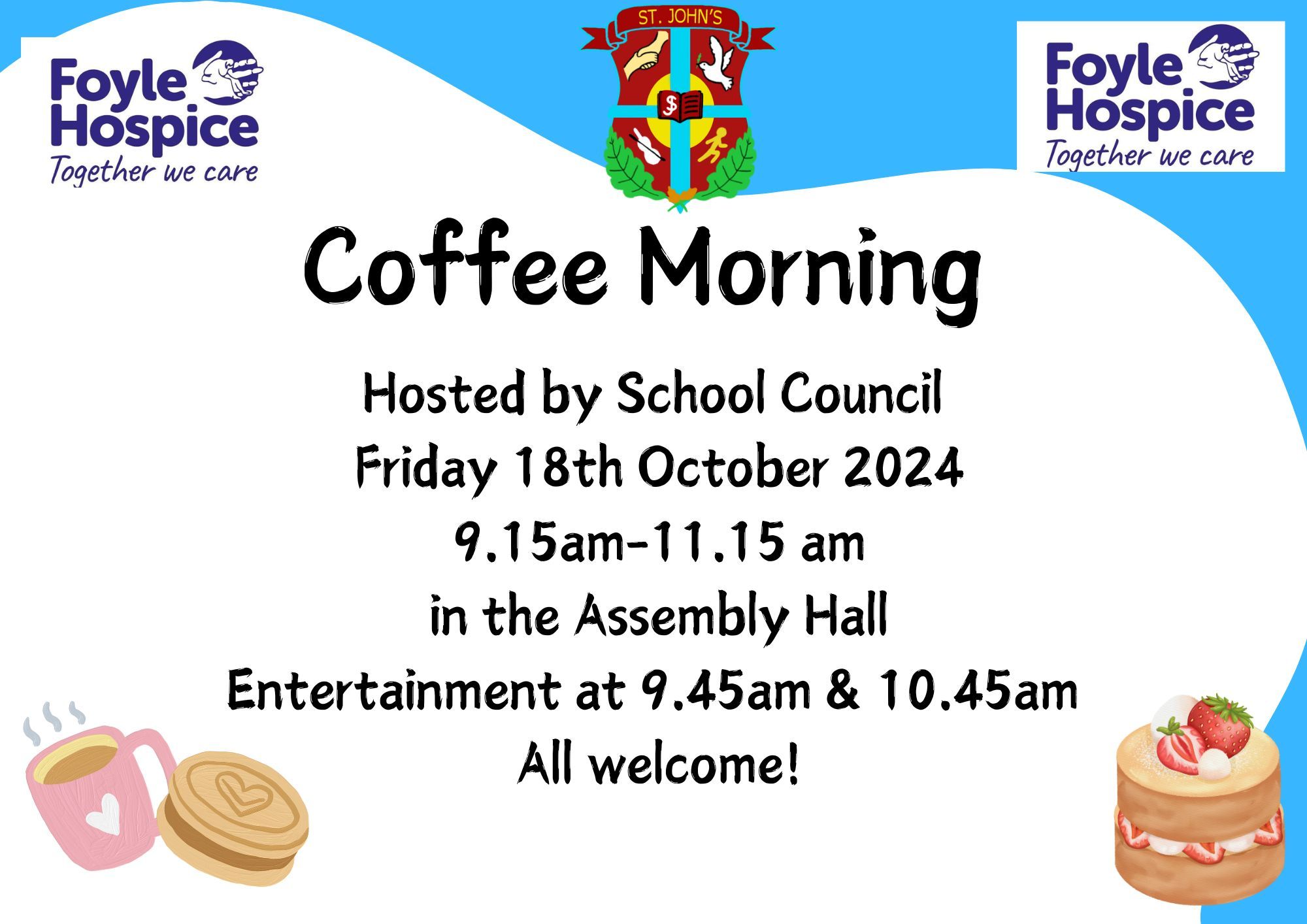 Coffee Morning Friday 18th October 2024 9.15am-11.15am