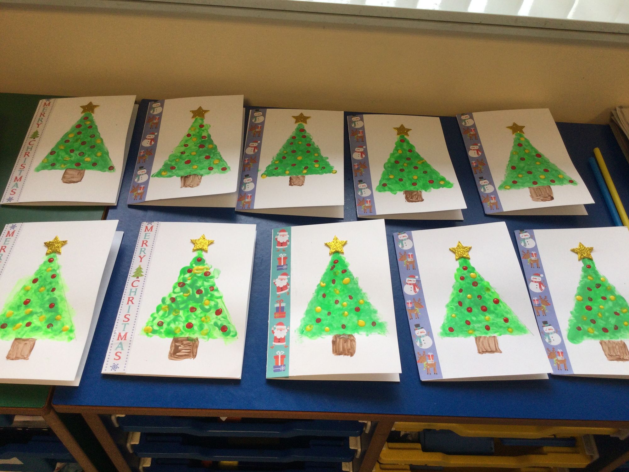 Hand painted Christmas cards by Year 5