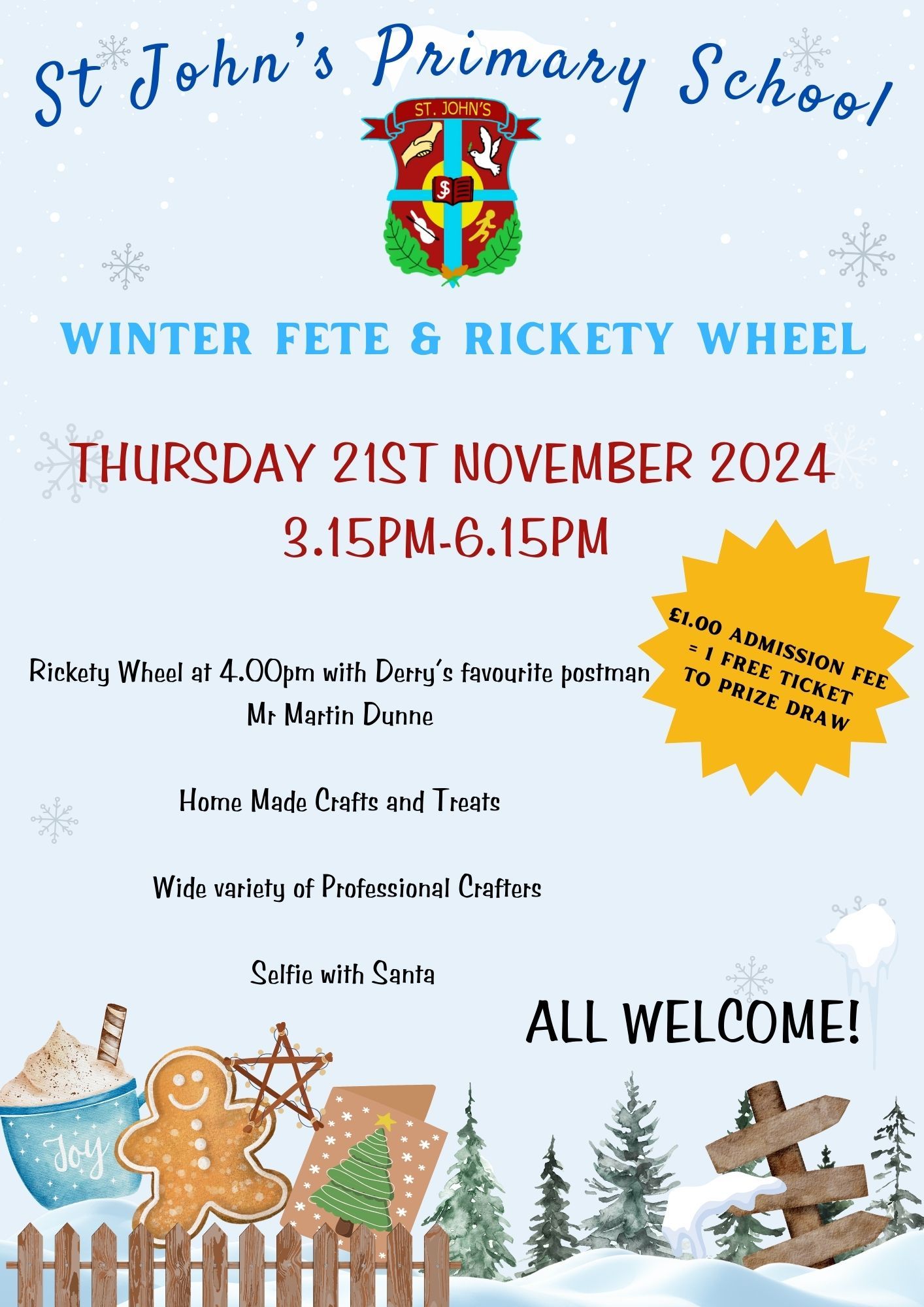 Reminder- Winter Fete & Rickety Wheel. Thursday 21st November 2024 3.15pm-6.15pm. All Welcome!