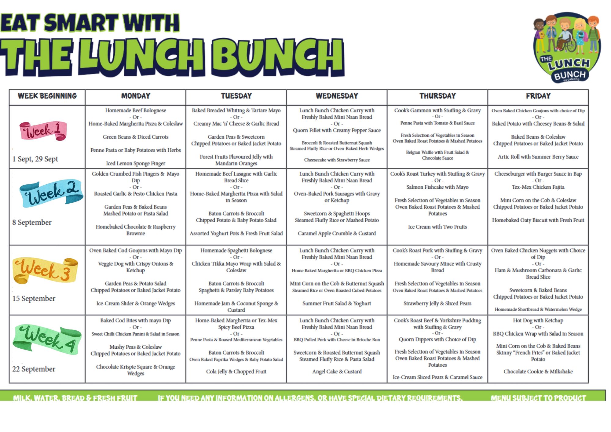Canteen Menu - 01/09/25