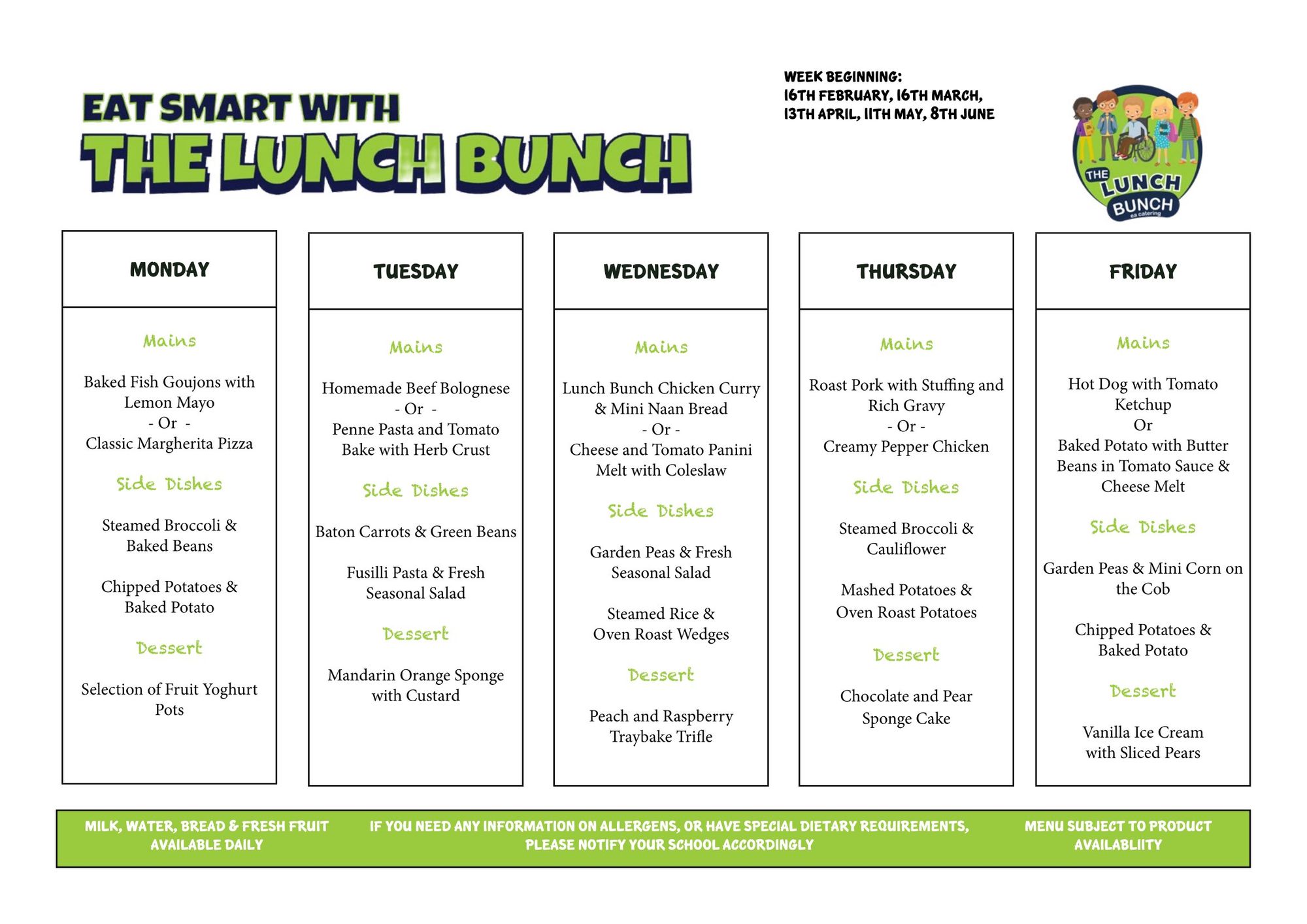 Spring/Summer Canteen Menu