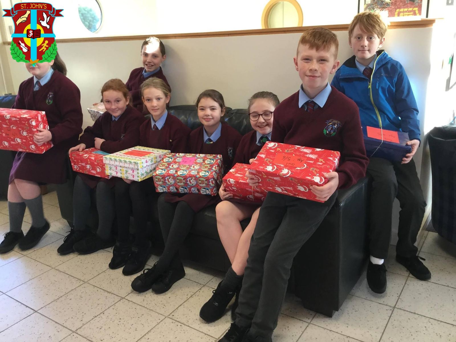 Our shared council, all packed up and ready to take the shoe boxes over ...