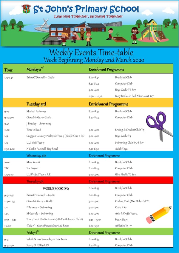 Week beginning 2nd March 2020