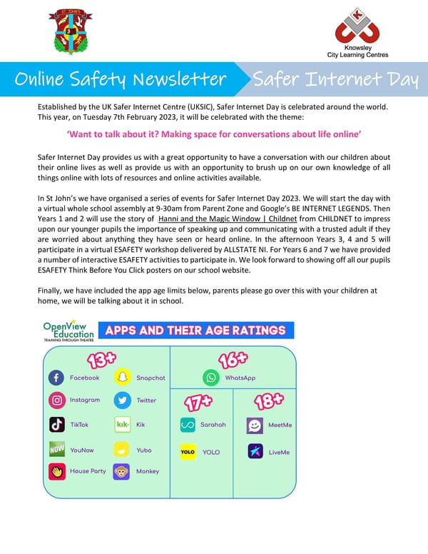Online Safety Newsletter - Safer Internet Day