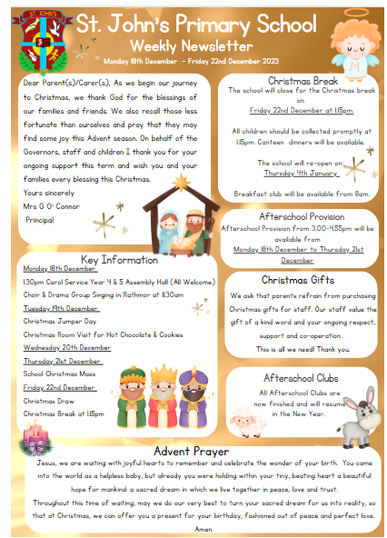 Weekly Newsletter 18/12/2023