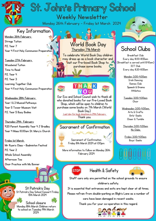 Weekly Newsletter Week Beginning 26th February