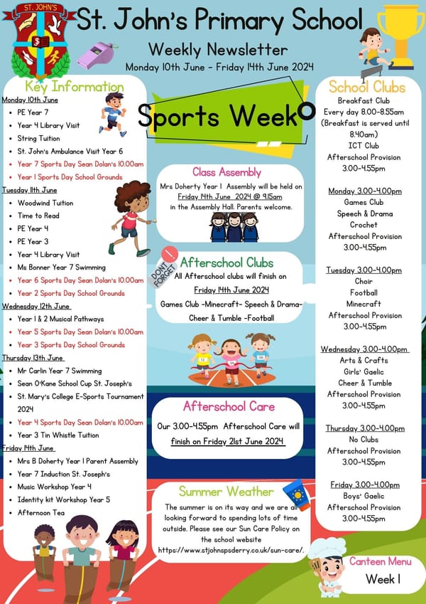 Weekly Newsletter Monday 10th June 2024