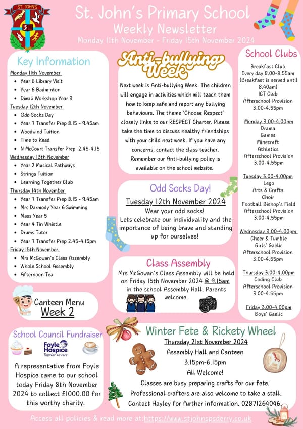 Weekly Newsletter Monday 11th November 2024