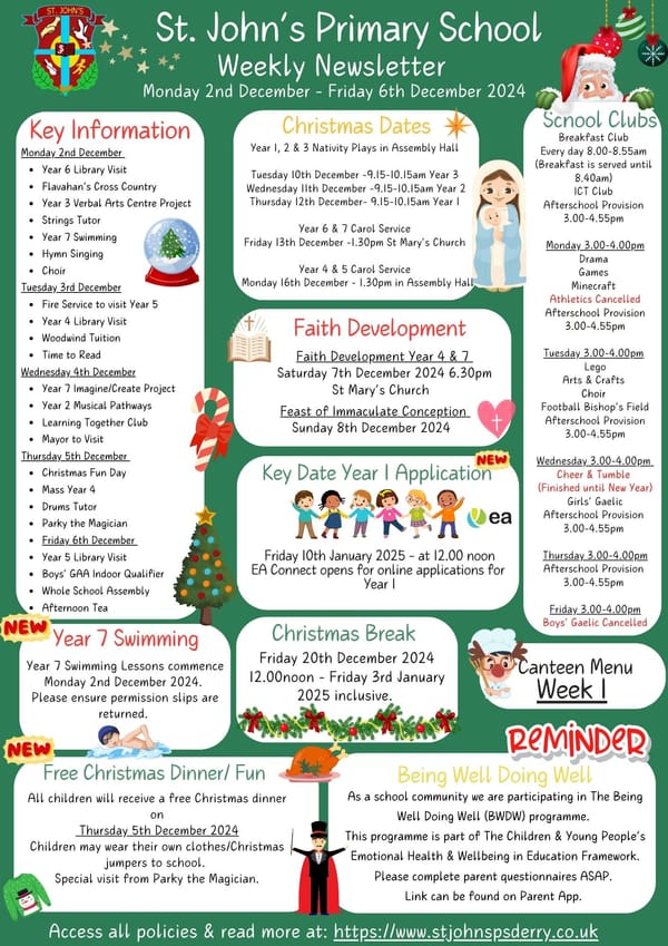 Weekly Newsletter WB Monday 2nd December 2024