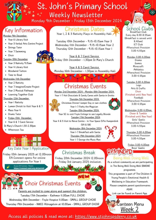 Weekly Newsletter Monday 9th December 2024