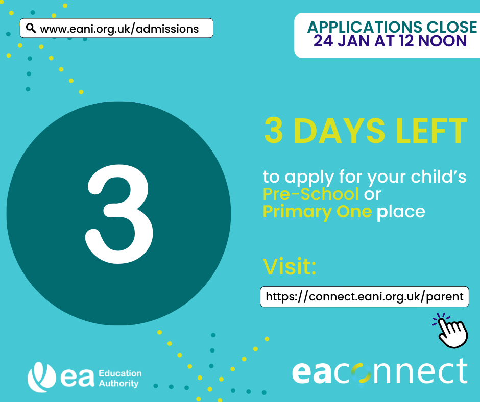 Primary 1 Applications close in 3 days