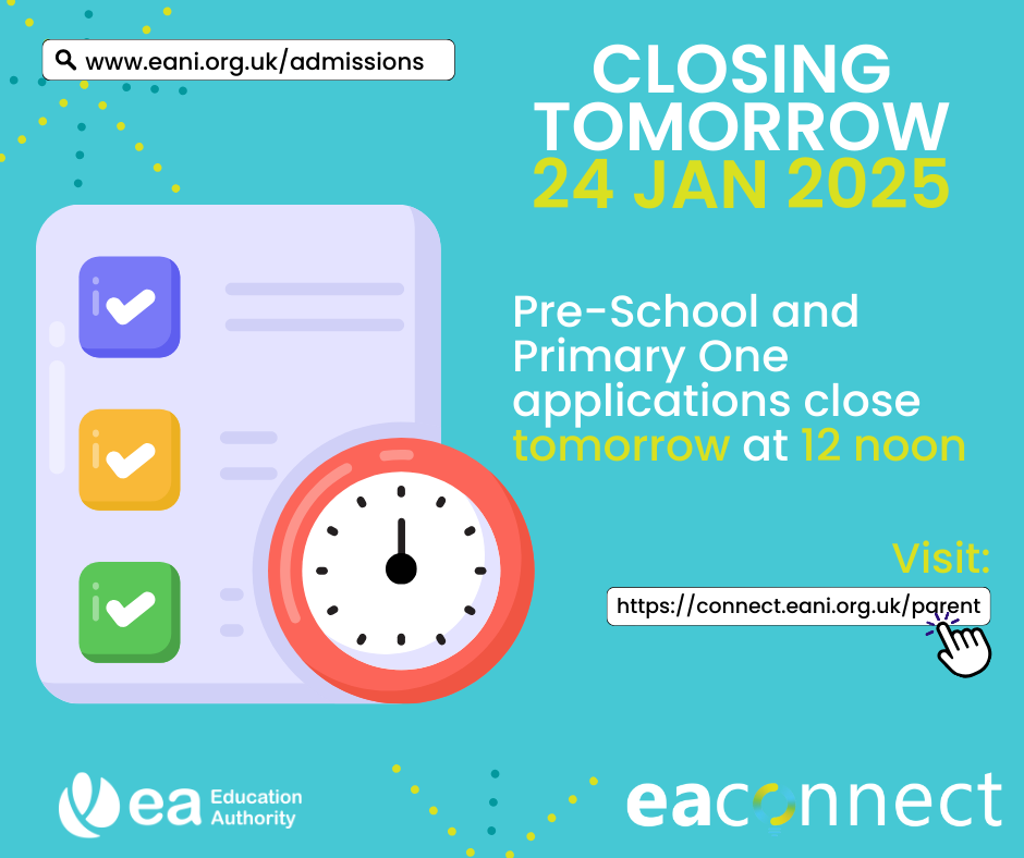Primary 1 Applications closes tomorrow
