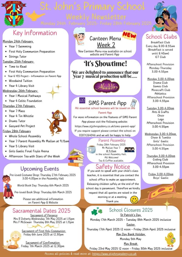 Weekly Newsletter Monday 24th February 2025