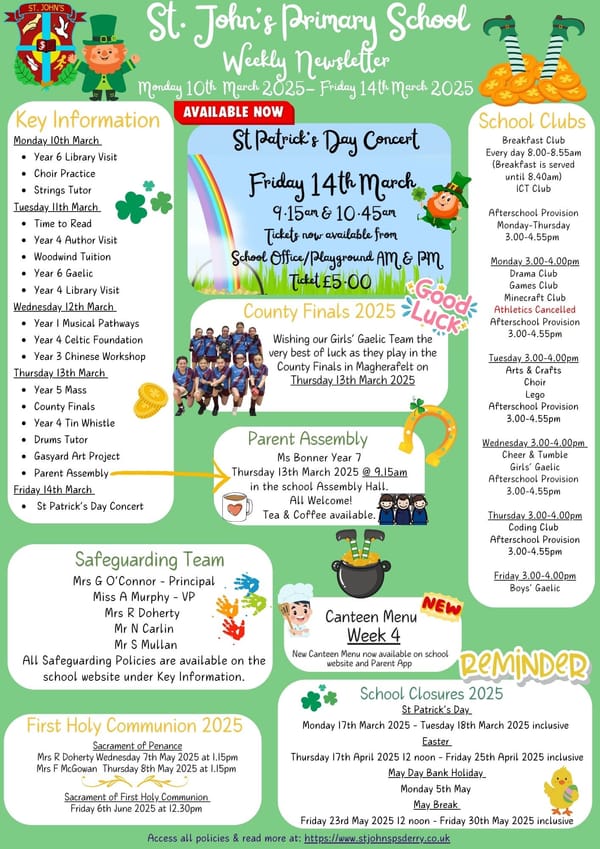 Weekly Newsletter Monday 10th March 2025