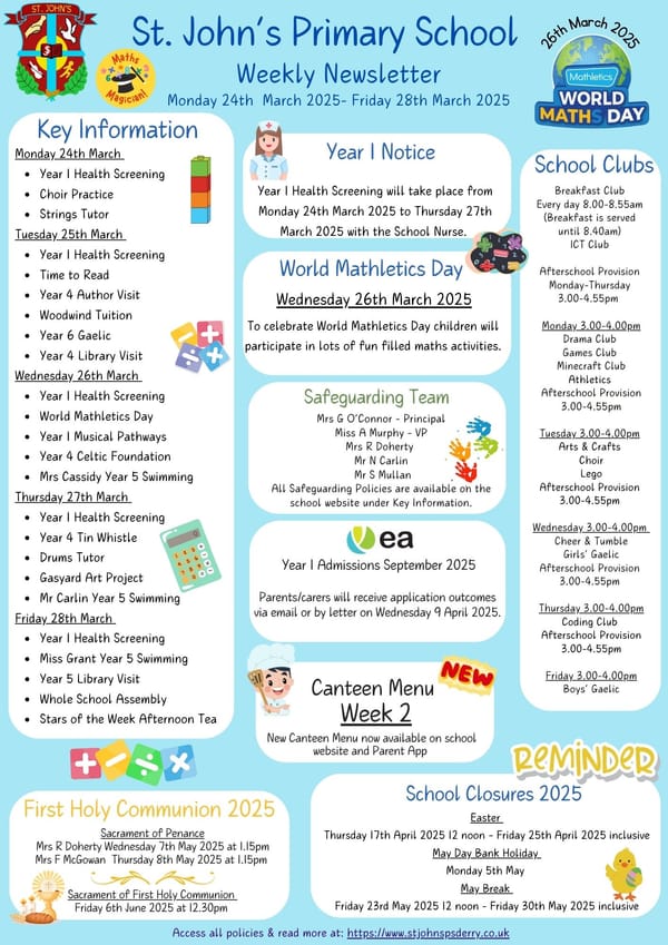 Weekly Newsletter Monday 24th March 2025