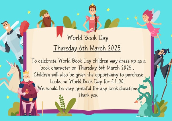 Reminder: World Book Day/Book Donations