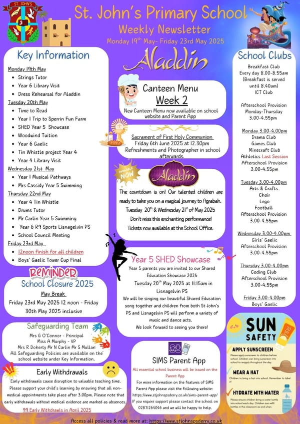 Weekly Newsletter Monday 19th May 2025