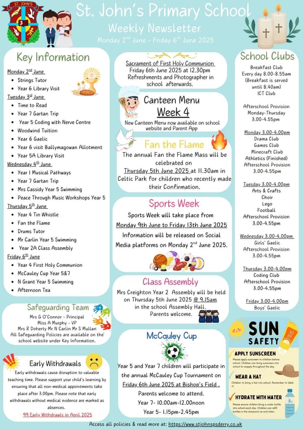 Weekly Newsletter Monday 2nd June 2025