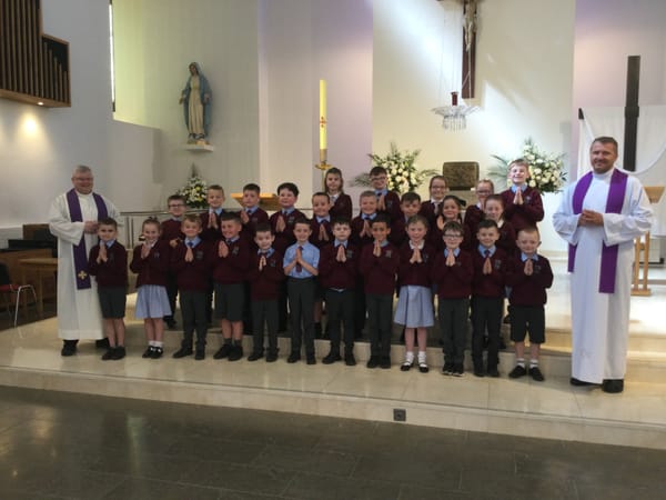 Today Year 4B made their Sacrament of First Penance .