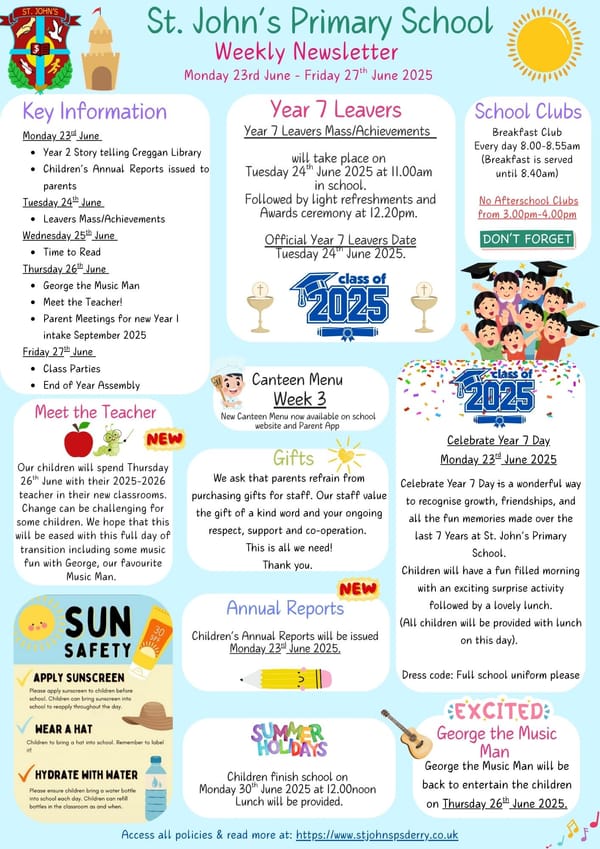 Weekly Newsletter Monday 23rd June 2025