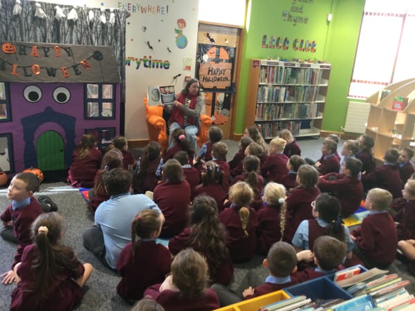 Year 4 Halloween storytelling at Creggan Library