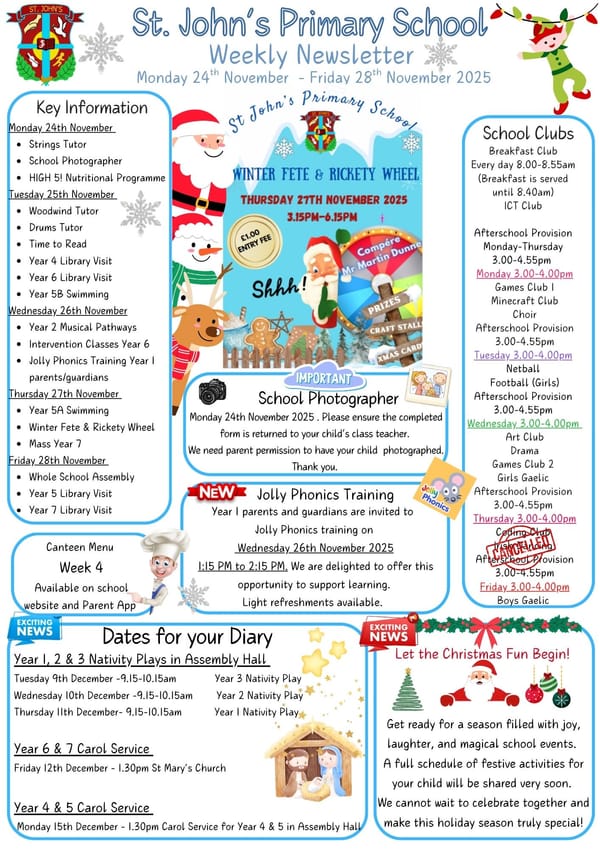 Weekly Newsletter Monday 24th November 2025