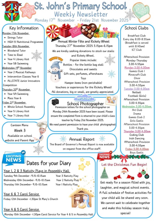 Weekly Newsletter Monday 17th November 2025