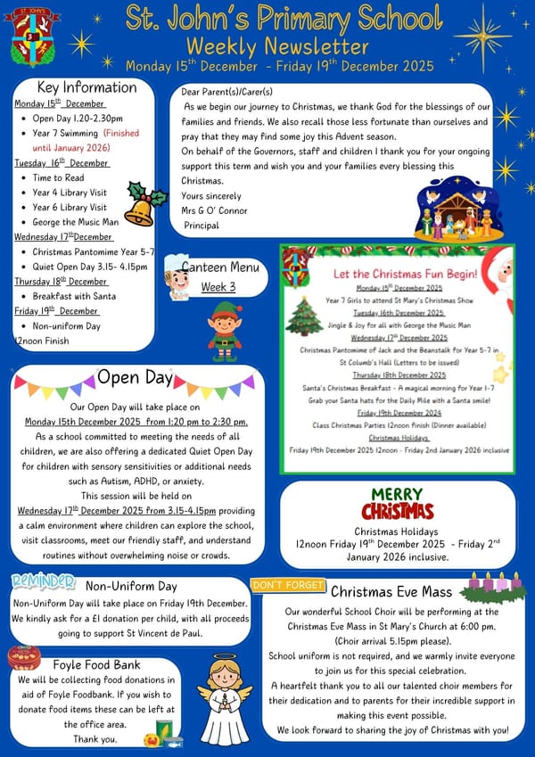 Weekly Newsletter Monday 15th December 2025