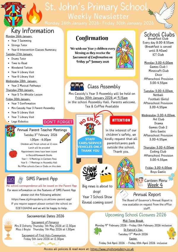 Weekly Newsletter Monday 26th January 2026