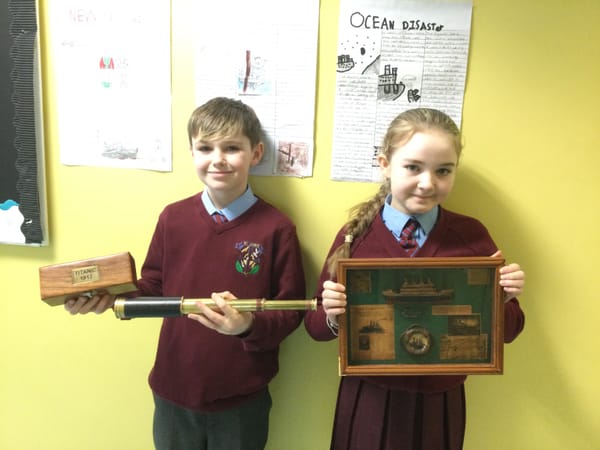 Kara-May and Rory show us their Titanic memorabilia.