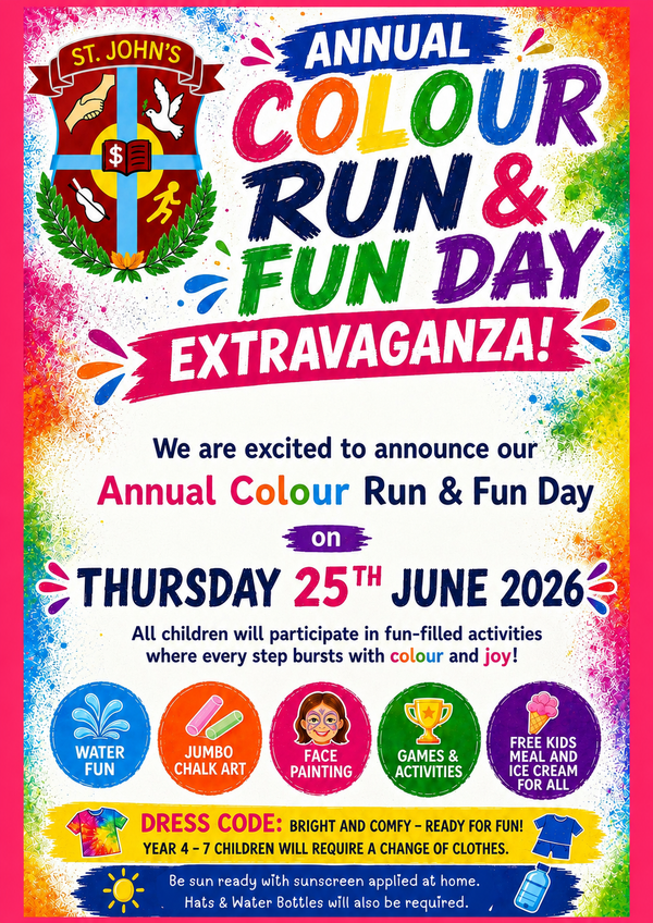 Reminder: Tomorrow is our annual Colour Run/Fun Day!