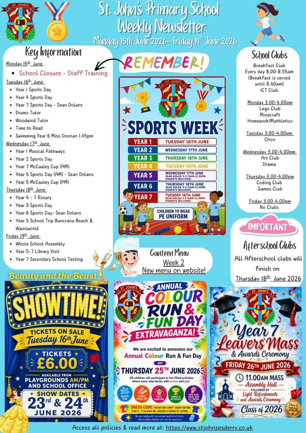 Weekly Newsletter Monday 15th June 2026
