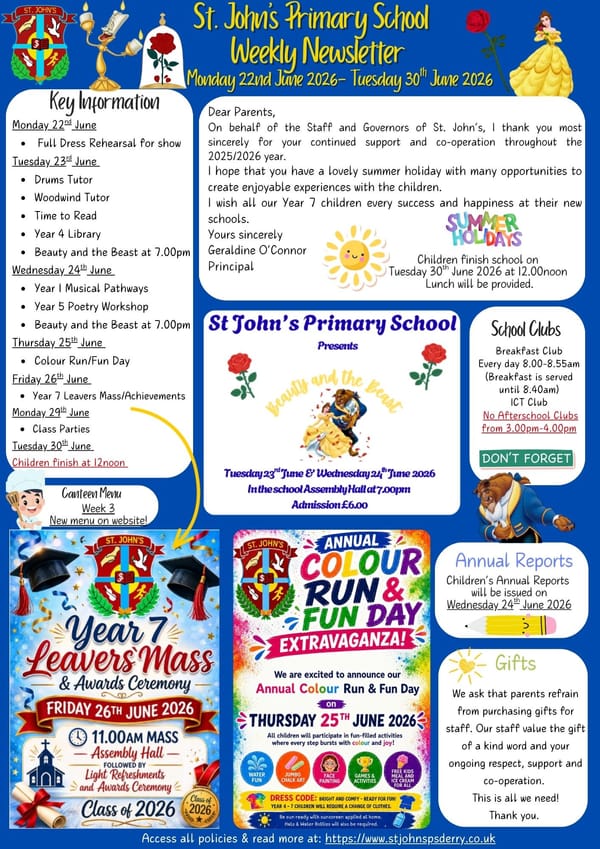 Weekly Newsletter Monday 22nd June 2026